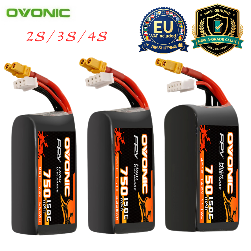 Drone Racing Battery - Batterie Lipo OVONIC 150C 750mAh 7.4V/11.1V/14.8V